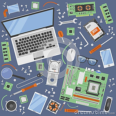 Computer Service Icon Set Vector Illustration