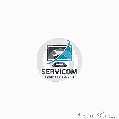 Computer Service Logo Template Vector Illustration