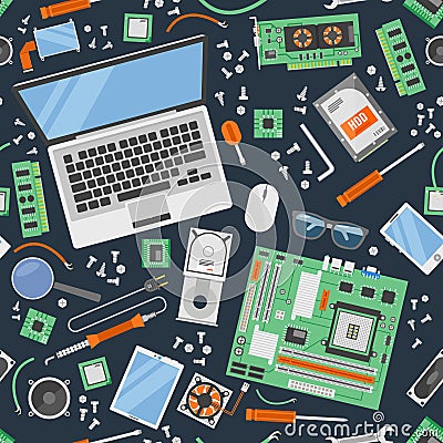 Computer Service Pattern Vector Illustration