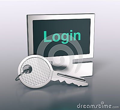 Computer shaped keyring Stock Photo