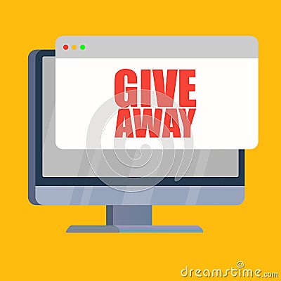 computer showing give away announcement red words Stock Photo