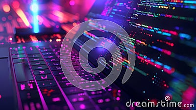 Computer software development, web design, and programming concept. Abstract programming language and computer code on Stock Photo