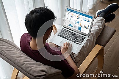 Computer software for website traffic analytics data on computer screen snugly Stock Photo