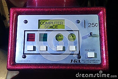 Computer Space control panel first coin-op video game Editorial Stock Photo