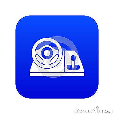 Computer steering wheel icon digital blue Vector Illustration