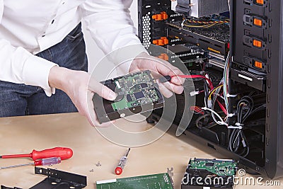 Computer support engineer Stock Photo