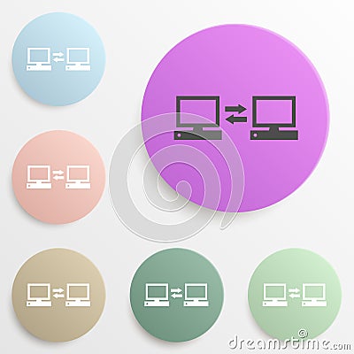 computer synchronization badge color set. Simple glyph, flat vector of web icons for ui and ux, website or mobile application Stock Photo