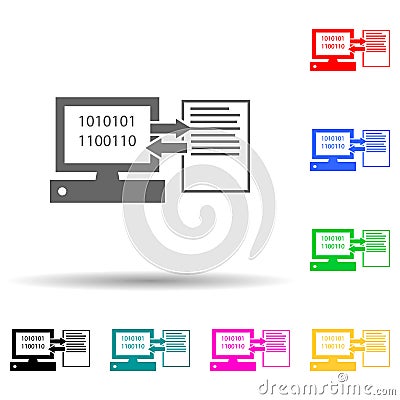computer synchronization multi color style icon. Simple thin line, outline vector of web icons for ui and ux, website or mobile Stock Photo