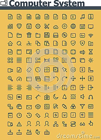 Computer system icon set Vector Illustration