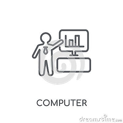 Computer Systems Analyst linear icon. Modern outline Computer Sy Vector Illustration