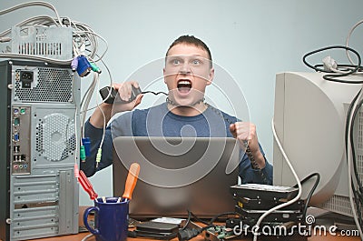 Computer technician specialist. PC repairman. Stock Photo