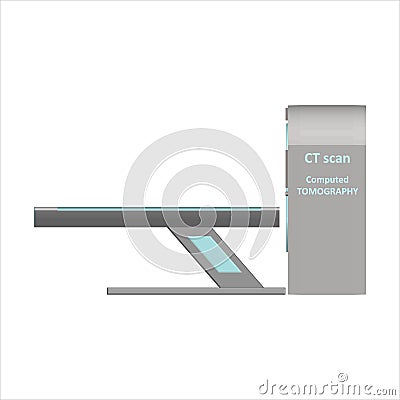 Computer tomograph isolated on a white background. MRI / CT scan. Magnetic resonance imaging for detecting internal damage. Vector Illustration