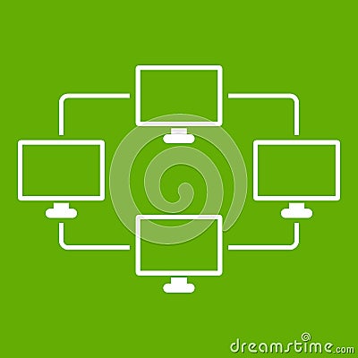 Computer transmission information icon green Vector Illustration
