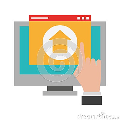 Computer upload sign Vector Illustration