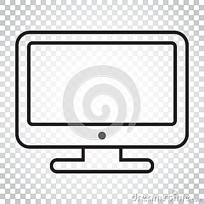 Computer vector illustration in line style. Monitor flat icon. T Vector Illustration