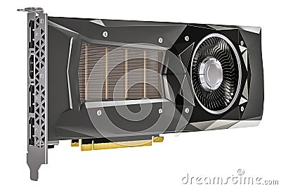 Computer video card GPU, 3D rendering Stock Photo