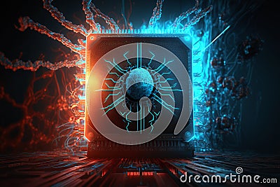 Computer Virus Background. Malware, Ransomware, Spam, Phishing, Hacked or Attact Computer Concept. Generative Ai Stock Photo