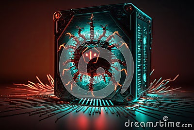 Computer Virus Background. Malware, Ransomware, Spam, Phishing, Hacked or Attact Computer Concept. Generative Ai Stock Photo