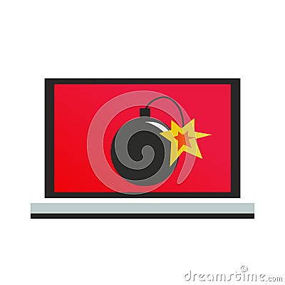 A computer with a virus bomb Vector Illustration