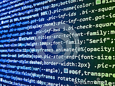 Computer virus concept. React HTML, native concept on L. Digital technology modern background. Programmer developer screen, web Stock Photo