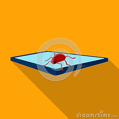 Computer virus icon in flat style isolated on white background. Hackers and hacking symbol stock vector illustration. Vector Illustration