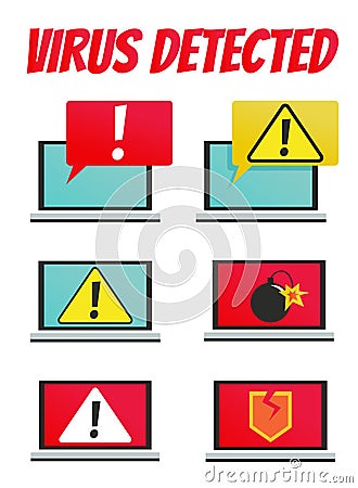 A computer with a virus set Vector Illustration
