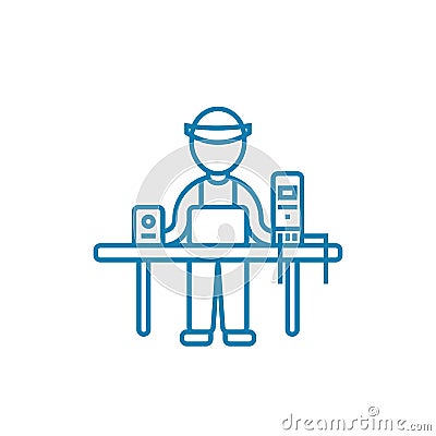 Computer wizard linear icon concept. Computer wizard line vector sign, symbol, illustration. Vector Illustration
