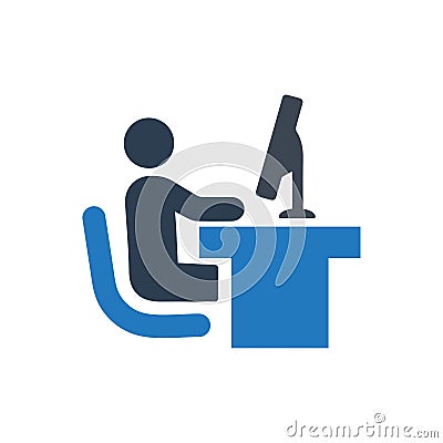 Computer Working Icon Vector Illustration