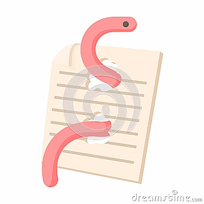 Computer worm, document destruction icon Vector Illustration