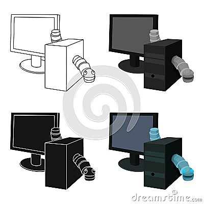 Computer worm icon in cartoon style isolated on white background. Hackers and hacking symbol stock vector illustration. Vector Illustration