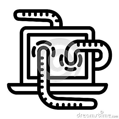 Computer worm icon, outline style Vector Illustration