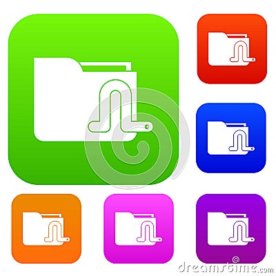 Computer worm set collection Vector Illustration