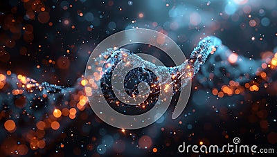 A computergenerated DNA structure in electric blue underwater atmosphere Stock Photo