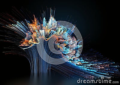 A computergenerated image of a colorful flower on a dark background Stock Photo