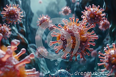 A computergenerated image of an electric blue virus in a coral reef organism Stock Photo