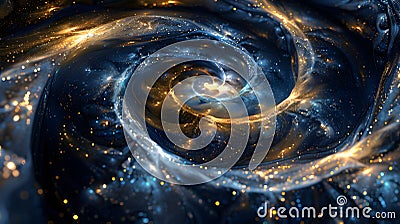 Computergenerated image of a spiral galaxy with electric blue hues in space Stock Photo