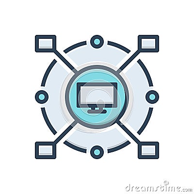 Color illustration icon for Computerized, cyber and monitor Cartoon Illustration