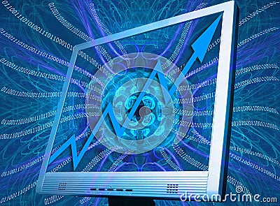 Computers, binary and upgoing success. Stock Photo