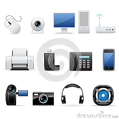 Computers and electronics icons Vector Illustration