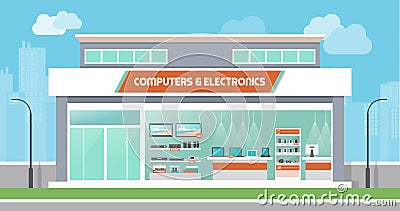 Computers and electronics store Vector Illustration