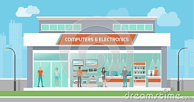 Computers and electronics store Vector Illustration