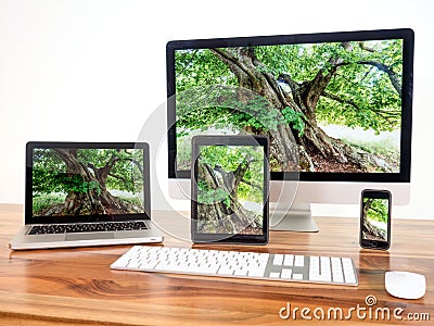 Computers and mobile devices Stock Photo