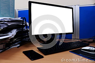 Computers or PCs that are usually used by office workers Stock Photo