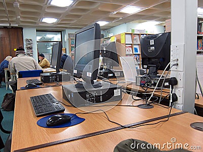 Computers in a public library. Editorial Stock Photo