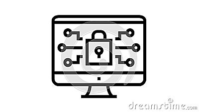 Computersicherheitslinie Ikonenanimation Stock Footage Video Von Verstand Zeile 207616488