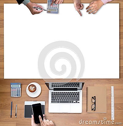 Computing Computer Laptop with blank screen on table , freelan Stock Photo