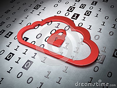 Computing concept: Cloud Whis Padlock on Binary Code back Stock Photo