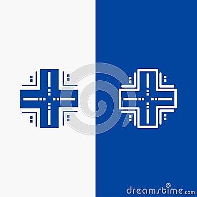 Computing, Database, Datacenter, Mainframe, Server Line and Glyph Solid icon Blue banner Vector Illustration