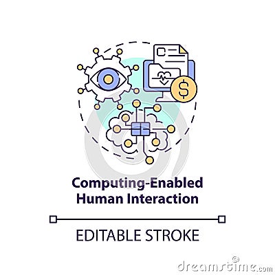 Computing enabled human interaction concept icon Vector Illustration