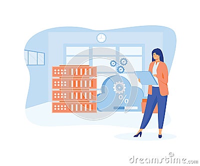 Computing and file management concept. Vector Illustration